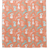 Kat voor atoomSinaasappel Douchegordijn (Voorkant)