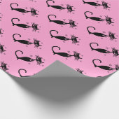 Kat voor atoomzwart retro - gepersonaliseerd oppak cadeaupapier (Hoek)