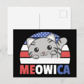 Kat voor de vierde juli Amerikaanse vlag Meowica P Briefkaart (Voorkant / Achterkant)