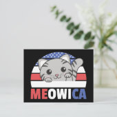Kat voor de vierde juli VS-vlag Meowica-ansichtkaa Briefkaart (Staand voorkant)