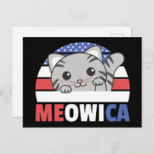 Kat voor de vierde juli VS-vlag Meowica-ansichtkaa Briefkaart (Voorkant / Achterkant)