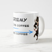 Kat voor en na koffie grote koffiekop (Voorkant rechts)