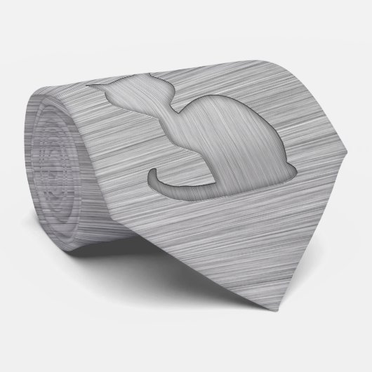 Kat voor geborsteld metaal stropdas (Opgerold)