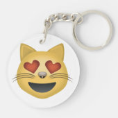 Kat voor glimlachen met hartvormig gekleurde ogen  sleutelhanger (Achterkant)