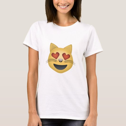Kat voor glimlachen met hartvormig gekleurde ogen  t-shirt (Voorkant)