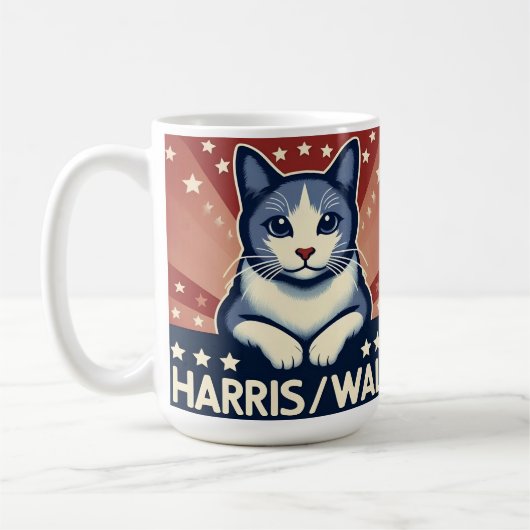 Kat voor Harris/Walz Coffee Mok (Links)