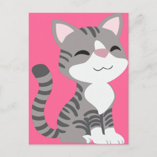 Kat voor het glimlachen van grijze tabletten briefkaart