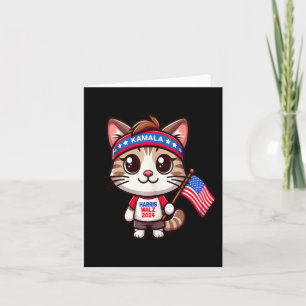 Kat voor Kamala Funny Cat Harris Waltz 2024 Electi Kaart
