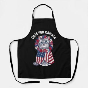 Kat Voor Kamala Kat Bloemen Amerikaanse USA Vlag 2 Schort