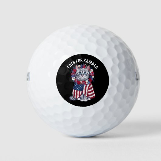 Kat voor Kamala Kattenbloemen Amerikaanse Vlag 202 Golfballen (Voorkant)