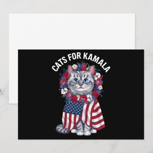 Kat voor Kamala Kattenbloemen Amerikaanse Vlag 202 Kaart (Voorkant / Achterkant)
