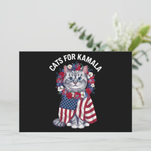 Kat voor Kamala Kattenbloemen Amerikaanse Vlag 202 Kaart