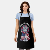 Kat voor Kamala Kattenbloemen Amerikaanse Vlag 202 Schort (Gedragen)