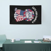 Kat voor Kamala Kattenbloemen Amerikaanse Vlag 202 Spandoek (Beurs)