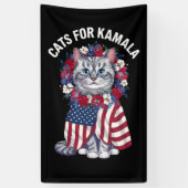 Kat voor Kamala Kattenbloemen Amerikaanse Vlag 202 Spandoek (Verticaal)