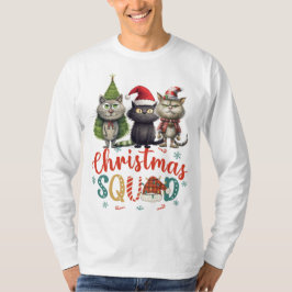 Kat voor kattenliefhebbers voor Kerstmis SQUAD gra T-shirt