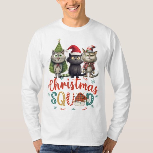 Kat voor kattenliefhebbers voor Kerstmis SQUAD gra T-shirt (Voorkant)