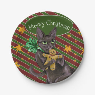 Kat voor kerstkoekjes papieren bordje