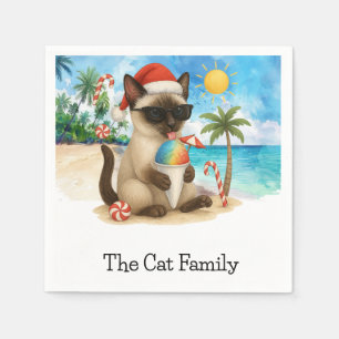 Kat voor Kerstmis in juli Beach thema Santa Hat Servet