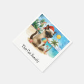 Kat voor Kerstmis in juli Beach thema Santa Hat Servet (Hoek)