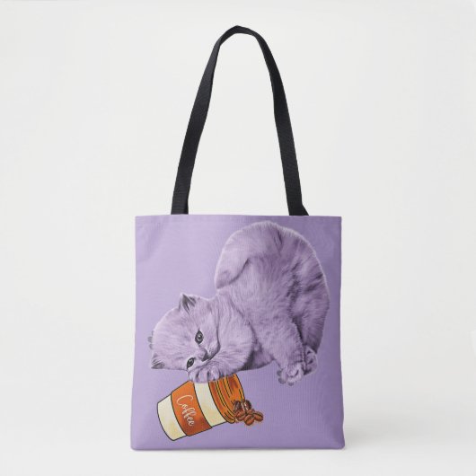 KAT VOOR KOFFIE SNIJDEN TOTE BAG (Voorkant)