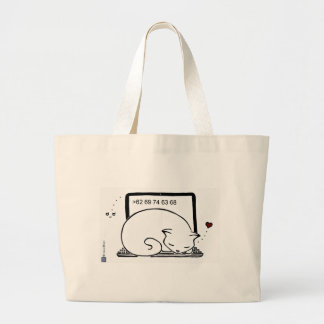 Kat voor laptop grote tote bag