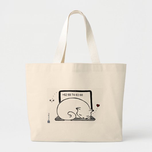 Kat voor laptop grote tote bag (Voorkant)