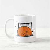Kat voor laptop (Oranje tablet) Koffiemok (Links)