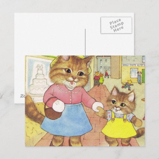 Kat voor mama en Dochtere mannen Briefkaart (Voorkant / Achterkant)