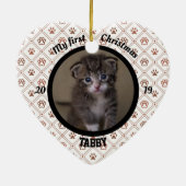 Kat voor mijn eerste kerstkeuken Fotonaam Hart Keramisch Ornament (Achterkant)