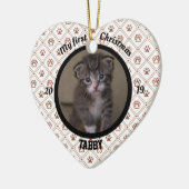 Kat voor mijn eerste kerstkeuken Fotonaam Hart Keramisch Ornament (Links)