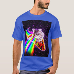 Kat voor regenbooglaserogen Galaxy Cat Buitenspati T-shirt