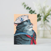Kat voor slachterij Kat Kat (Nautical Tabby Cat Pa Briefkaart (Staand voorkant)