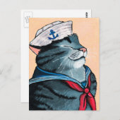 Kat voor slachterij Kat Kat (Nautical Tabby Cat Pa Briefkaart (Voorkant / Achterkant)