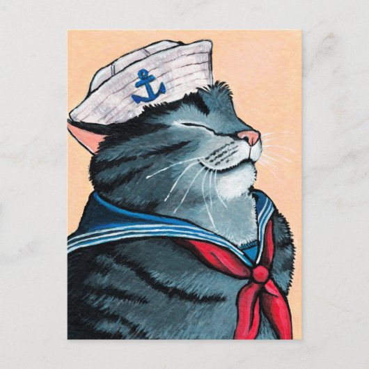 Kat voor slachterij Kat Kat (Nautical Tabby Cat Pa Briefkaart (Voorkant)