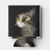 Kat voor tablet met groene ogen, geïsoleerd op zwa blikjeskoeler (Achterkant)