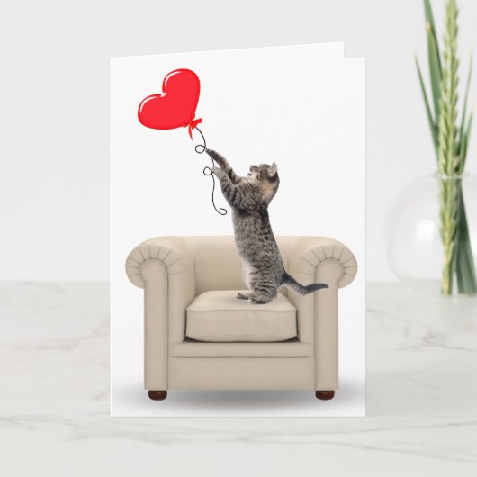 Kat voor tablet met hartballon kaart (Voorkant)