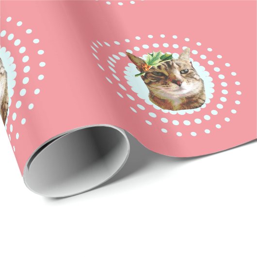 Kat voor tafelgebruik met kerstcadeaupapier cadeaupapier (Rol Hoek)