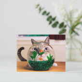 Kat voor vissen in aquarium briefkaart (Staand voorkant)