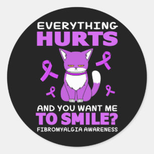 Kat voor vrouwen Alles doet pijn Fibromyalgie Awar Ronde Sticker