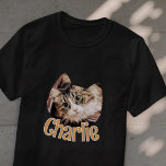 Kat Vorm Modern Eenvoudig Aangepast Huisdier Kat F T-shirt<br><div class="desc">Dit eenvoudige en klassieke ontwerp is samengesteld uit serif typografie en voegt een douanefoto toe.</div>