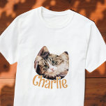 Kat Vorm Modern Eenvoudig Aangepast Huisdier Kat F T-shirt<br><div class="desc">Dit eenvoudige en klassieke ontwerp is samengesteld uit serif typografie en voegt een douanefoto toe.</div>