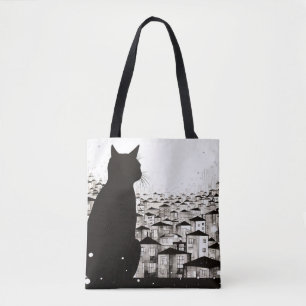 Kat Vreedzame Natuur Prairie Schets Tekenstijl Tote Bag