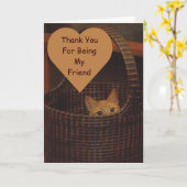 Kat-vriendschap voor mandje Hoesje Kaart (Gele Bloem)