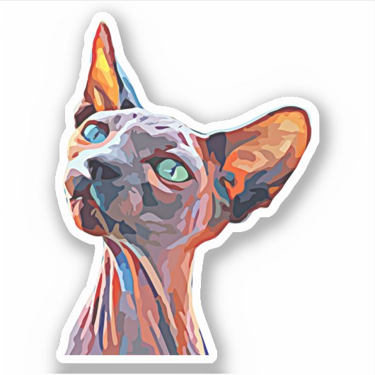Kat-vrij Abstract dier Kunst Kleurig Sticker (Voorkant)