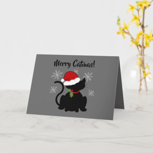 Kat | "Vrolijk kerstfeest! 5-inch x7 kerstKaart Kaart (Gele Bloem)