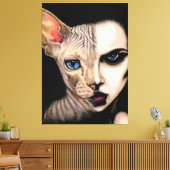 Kat Vrouw - Afdrukken van gezichtscanvas - Kunst s (Insitu (Woonkamer))