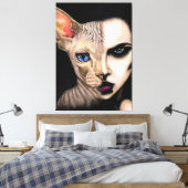 Kat Vrouw - Afdrukken van gezichtscanvas - Kunst s (Insitu (Slaapkamer))