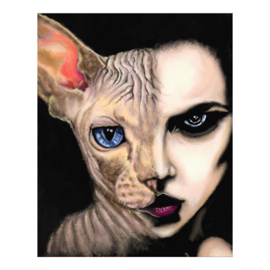 Kat Vrouw - Foto afdrukken - Kunst schilderen (Voorkant)