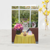   Kat Vrouw Fotobom Verjaardag Kaart (Gele Bloem)